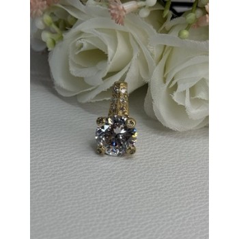 925 Sterling Silver Gold Plated CZ Pendant Length 0.80 Inch