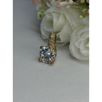 925 Sterling Silver Gold Plated CZ Pendant Length 0.80 Inch