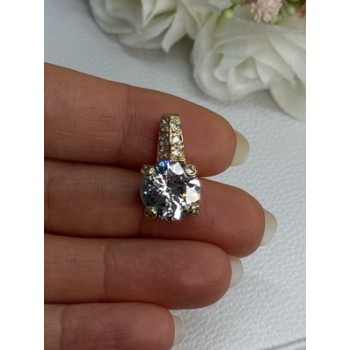925 Sterling Silver Gold Plated CZ Pendant Length 0.80 Inch