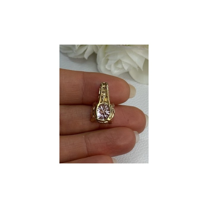 925 Sterling Silver Gold Plated CZ Pendant Length 0.80 Inch