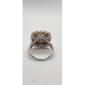 925 Sterling Silver CZ Orange Ring Size 8