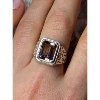 925 Sterling Silver Spinel Men's Ring Size 8