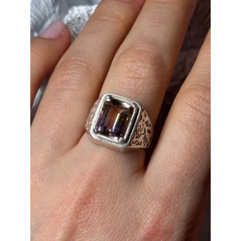 925 Sterling Silver Spinel Men's Ring Size 8