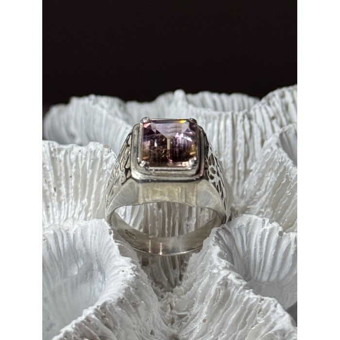 925 Sterling Silver Spinel Men's Ring Size 8