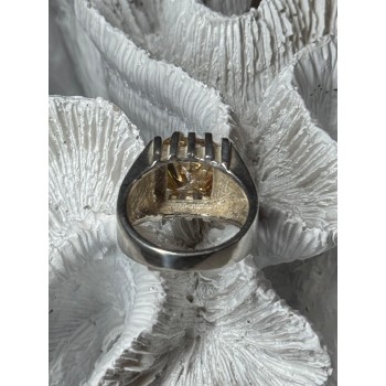 MEN'S 925 STERLING SILVER YELLOW SPINEL RING SIZE 8.5