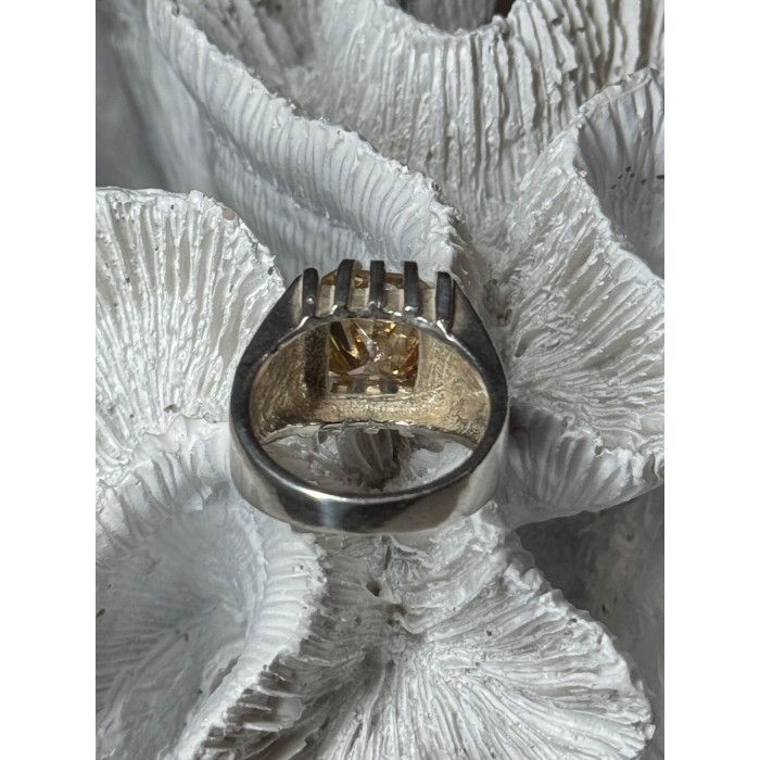 MEN'S 925 STERLING SILVER YELLOW SPINEL RING SIZE 8.5