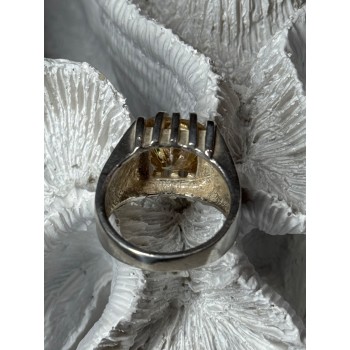 MEN'S 925 STERLING SILVER YELLOW SPINEL RING SIZE 8.5