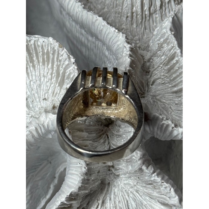 MEN'S 925 STERLING SILVER YELLOW SPINEL RING SIZE 8.5