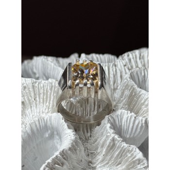 MEN'S 925 STERLING SILVER YELLOW SPINEL RING SIZE 8.5