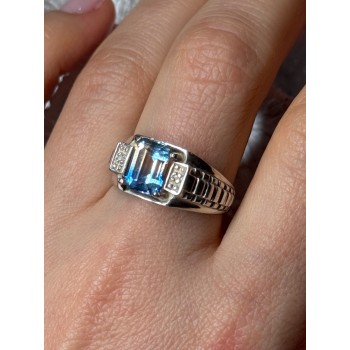 925 Sterling Silver Spinel Men's Ring Size 8.5