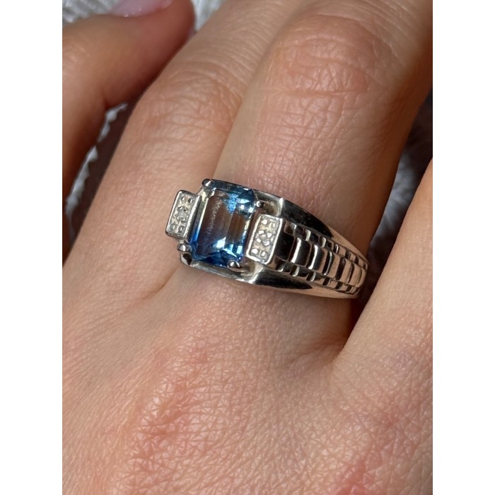 925 Sterling Silver Spinel Men's Ring Size 8.5