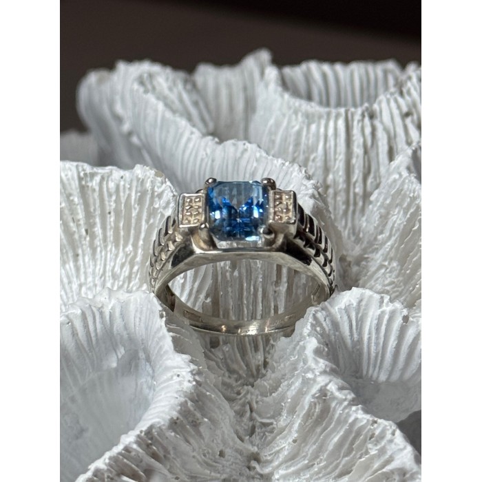 925 Sterling Silver Spinel Men's Ring Size 8.5