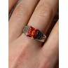 925 STERLING SILVER ORANGE CITRINE MEN'S RING SIZE 9