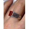 925 STERLING SILVER ORANGE CITRINE MEN'S RING SIZE 9
