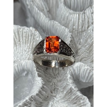 925 STERLING SILVER ORANGE CITRINE MEN'S RING SIZE 9