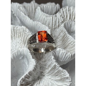 925 STERLING SILVER ORANGE CITRINE MEN'S RING SIZE 9
