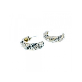 925 Sterling Silver CZ & Marcasites Stud Earrings