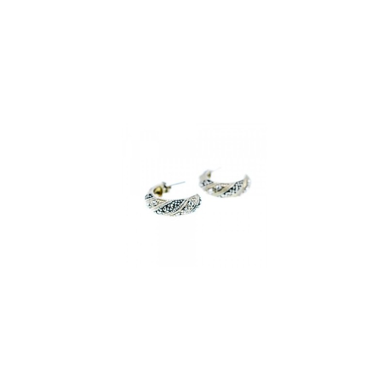 925 Sterling Silver CZ & Marcasites Stud Earrings