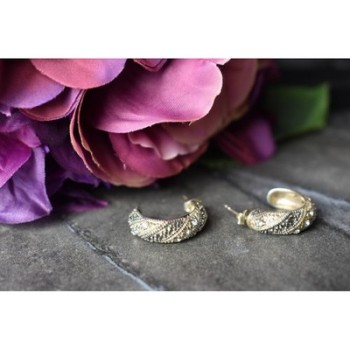 925 Sterling Silver CZ & Marcasites Stud Earrings