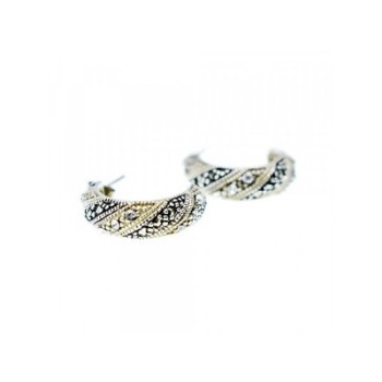 925 Sterling Silver CZ & Marcasites Stud Earrings