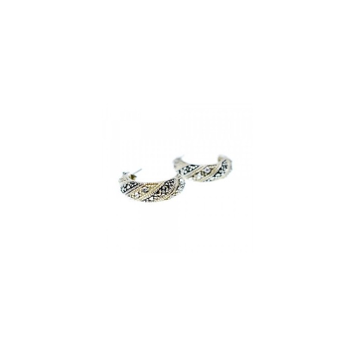 925 Sterling Silver CZ & Marcasites Stud Earrings