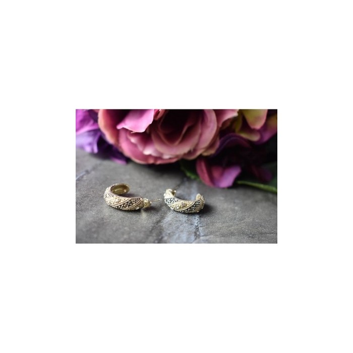 925 Sterling Silver CZ & Marcasites Stud Earrings