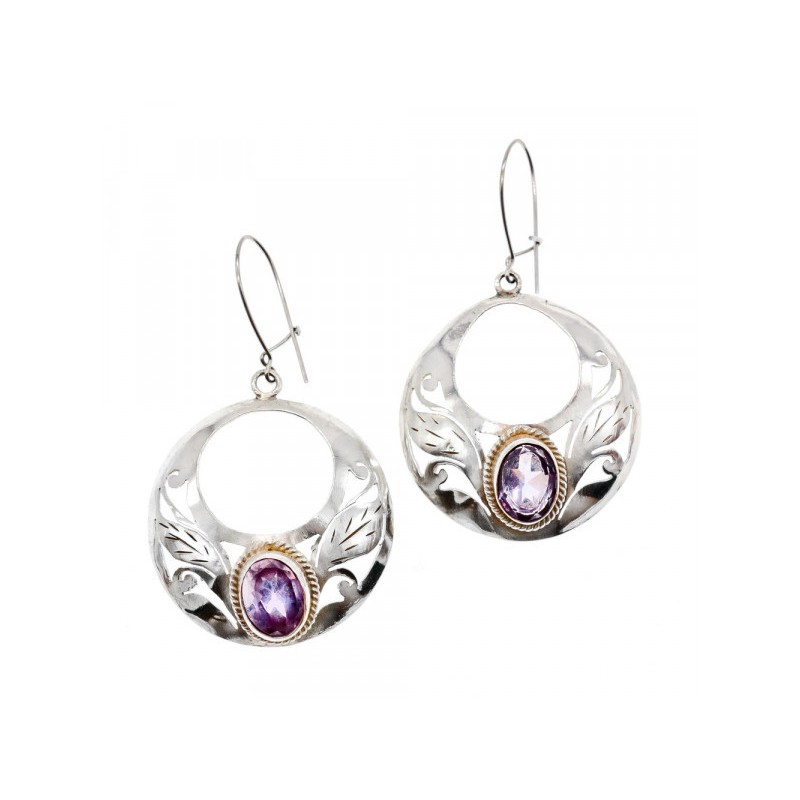 Vintage 925 Sterling Silver Amethyst Earrings