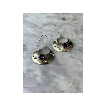 Vintage 925 Sterling Silver Amethyst Earrings