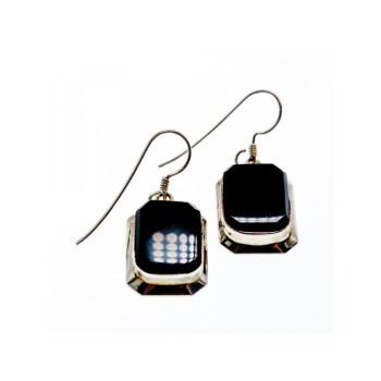 925 Sterling Silver Black Nephrite Earrings