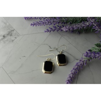 925 Sterling Silver Black Nephrite Earrings