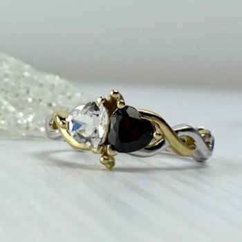 925 Sterling Silver Gold Plated Almandine & Spinel 