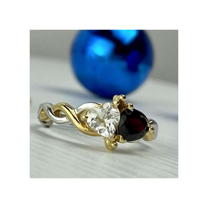 925 Sterling Silver Gold Plated Almandine & Spinel 