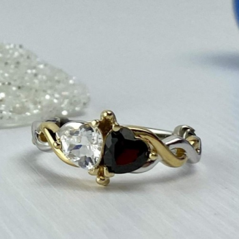 925 Sterling Silver Gold Plated Almandine & Spinel 