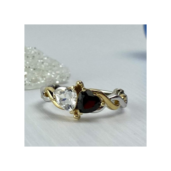 925 Sterling Silver Gold Plated Almandine & Spinel 