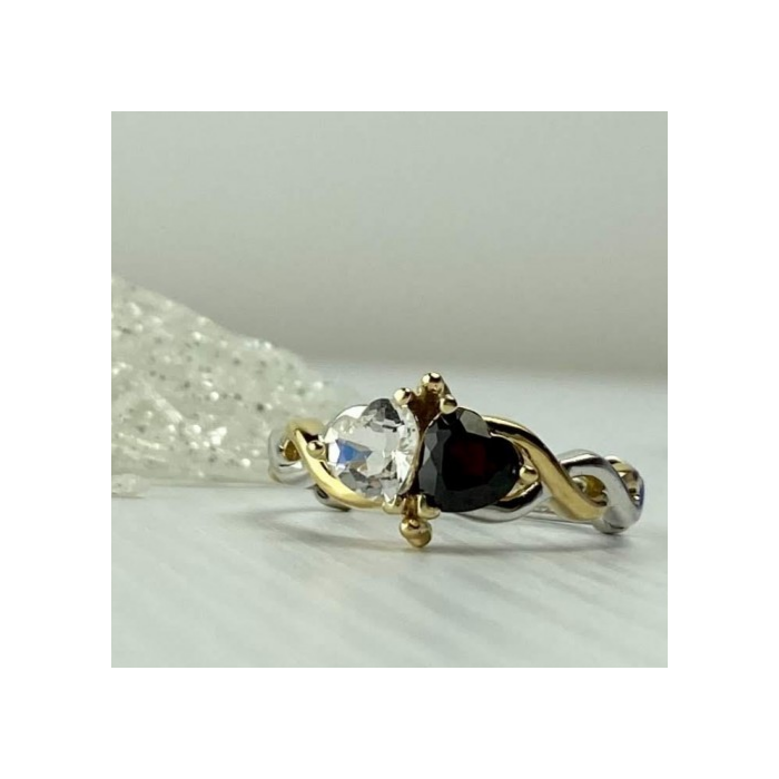 925 Sterling Silver Gold Plated Almandine & Spinel 