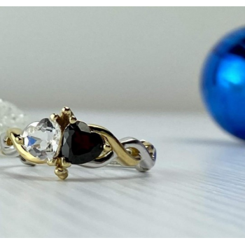 925 Sterling Silver Gold Plated Almandine & Spinel 