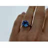 925 Sterling Silver Blue Topaz & Quartz Ring Size 6.5
