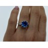 925 Sterling Silver Blue Topaz & Quartz Ring Size 6.5