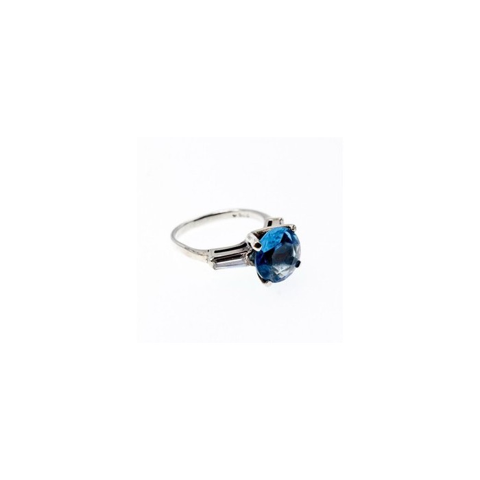 925 Sterling Silver Blue Topaz & Quartz Ring Size 6.5