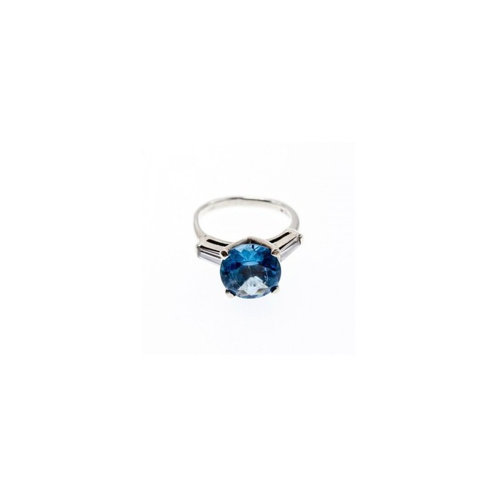 925 Sterling Silver Blue Topaz & Quartz Ring Size 6.5