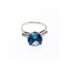 925 Sterling Silver Blue Topaz & Quartz Ring Size 6.5