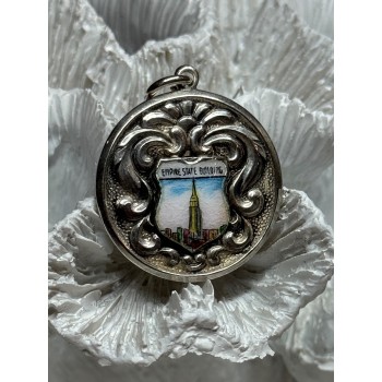 925 Sterling Silver Empire State Building Enamel Pendant Lenth 1.4 Inch