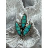 925 Sterling Silver Turquoise Brooch Length 1.3 Inch