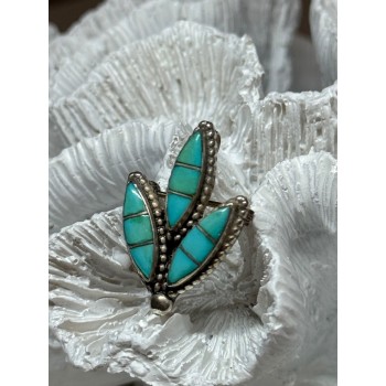 925 Sterling Silver Turquoise Brooch Length 1.3 Inch