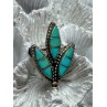 925 Sterling Silver Turquoise Brooch Length 1.3 Inch