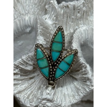 925 Sterling Silver Turquoise Brooch Length 1.3 Inch