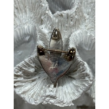 925 Sterling Silver Turquoise Brooch Length 1.3 Inch