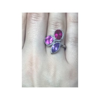 925 Sterling Silver Amethyst & Spinel Ring Size 8