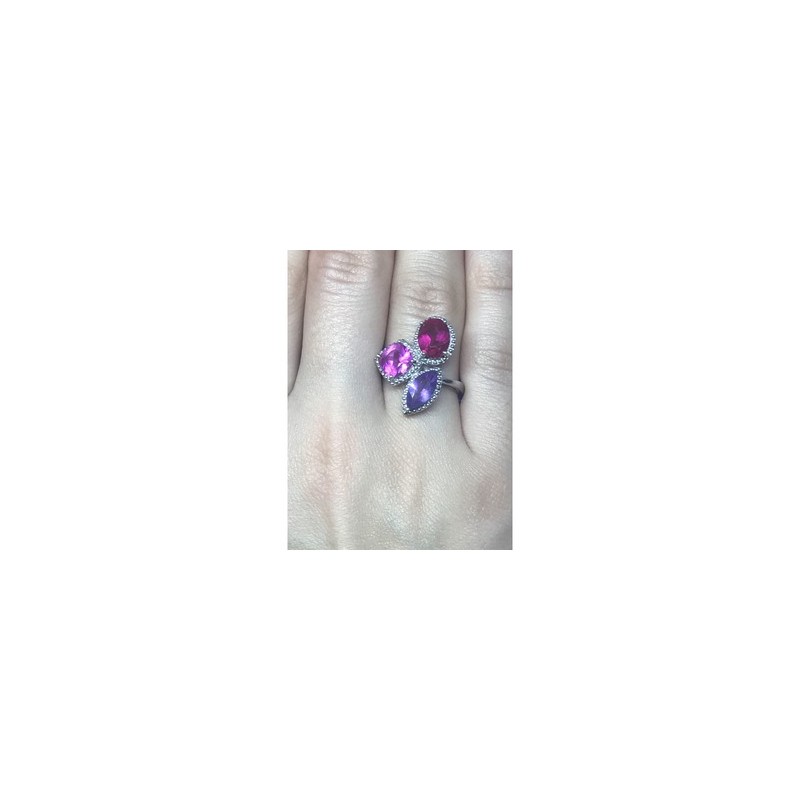 925 Sterling Silver Amethyst & Spinel Ring Size 8
