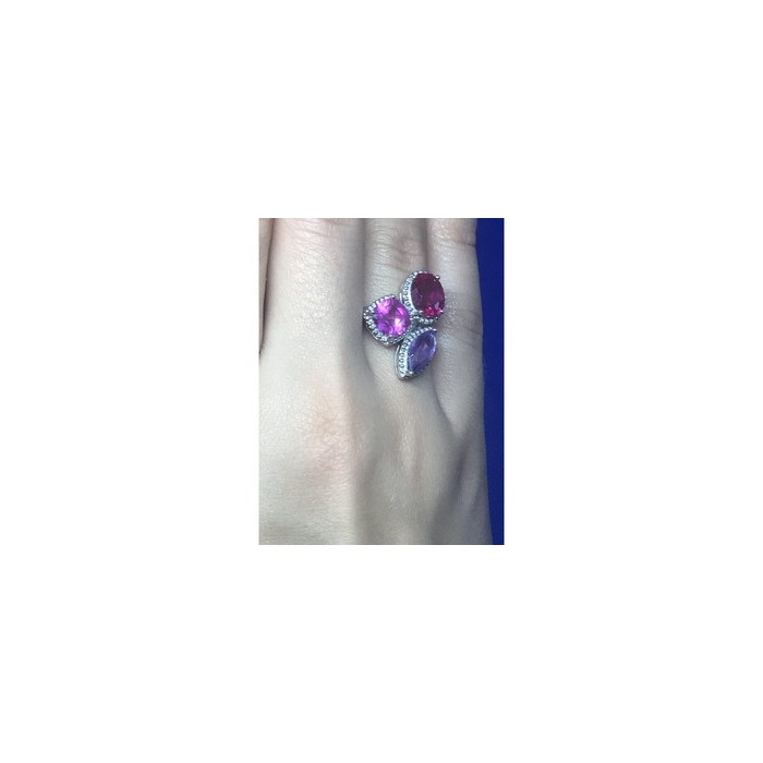 925 Sterling Silver Amethyst & Spinel Ring Size 8
